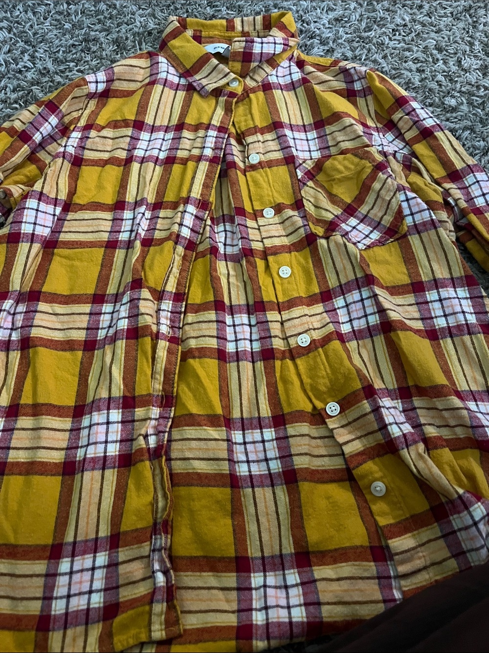 Old Navy Yellow and Red Plaid Button-Down Shirt